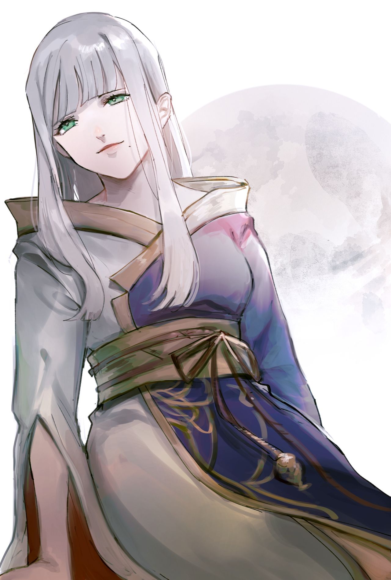 1girl, arm_support, bad_id, bad_pixiv_id, blunt_bangs, cowboy_shot, final_fantasy, final_fantasy_xiv