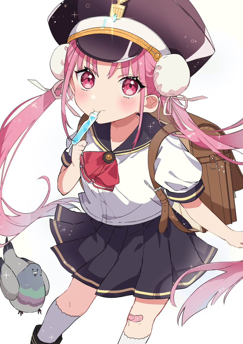 1girl, black_headwear, double_bun, hair_bun, hat, heaven_burns_red, highres, k_i49