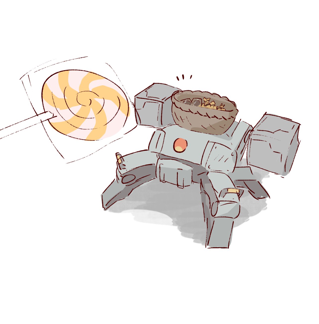 basket, basket_on_head, battle_of_titans, candy, chibi, extra_legs, food, halloween