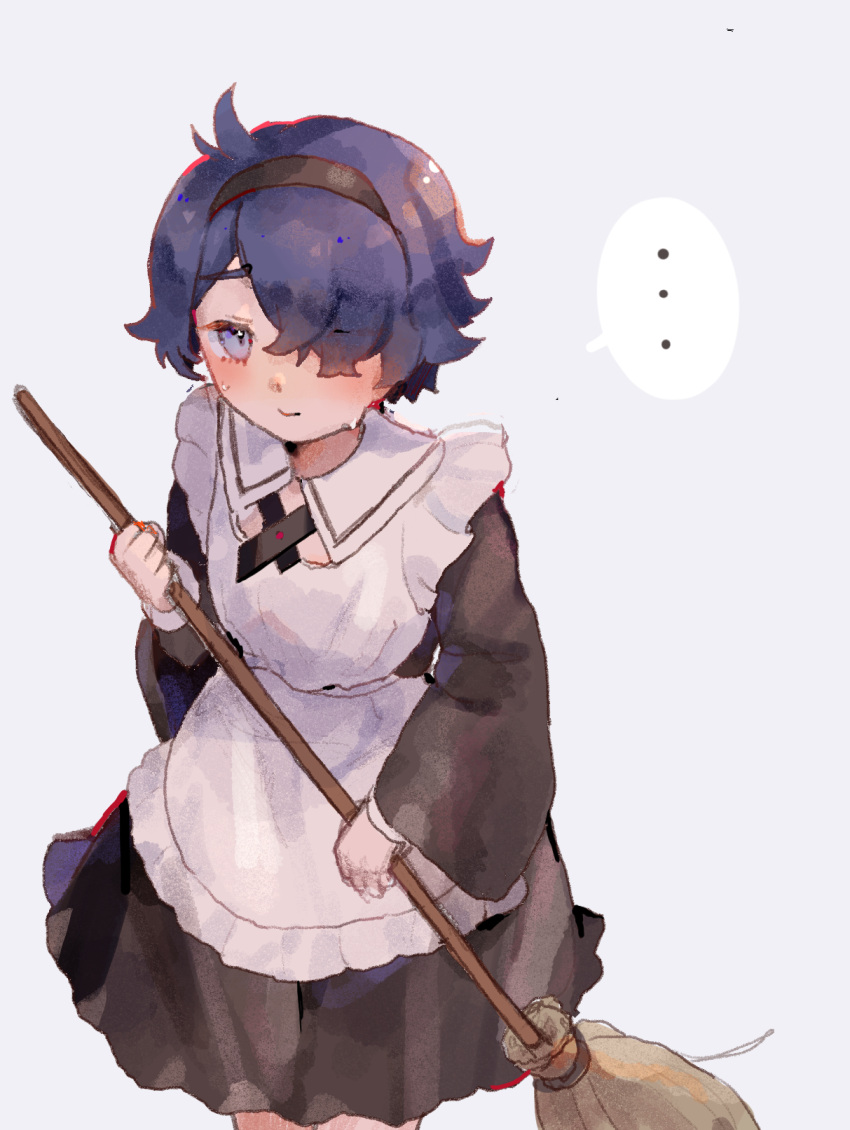 ..., 1boy, broom, crossdressing, from_above, gundam, gundam_suisei_no_majo, hair_over_one_eye