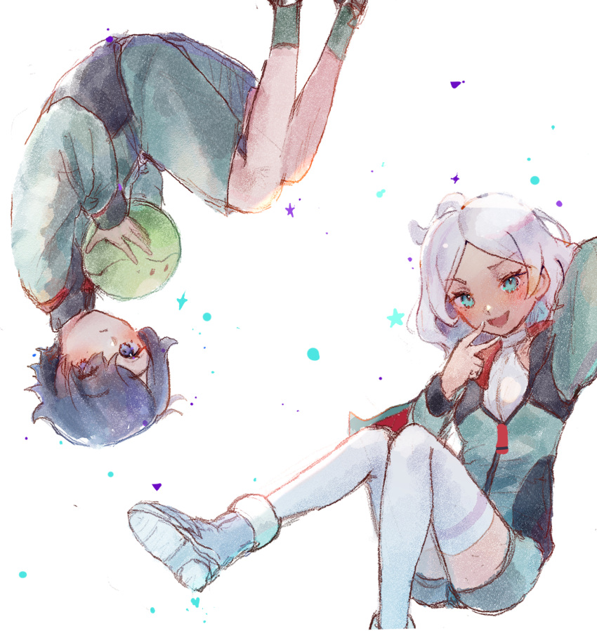 1boy, 1girl, dark-skinned_female, dark_skin, gundam, gundam_suisei_no_majo, hair_over_one_eye, highres