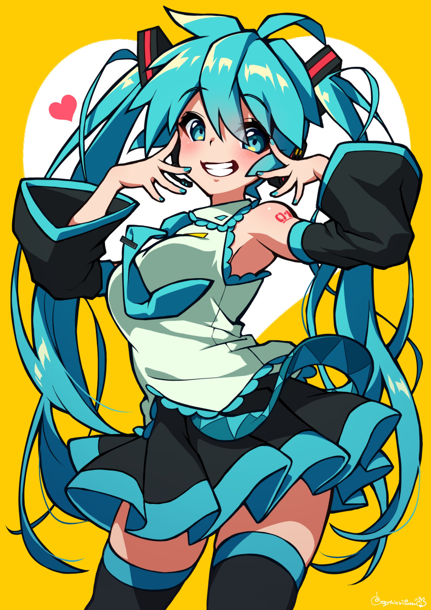 1girl, absurdres, armpits, blue_eyes, blue_hair, cowboy_shot, hatsune_miku, highres