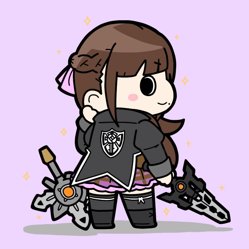 1girl, arm_at_side, assault_lily, black_footwear, black_jacket, black_thighhighs, blush, boots