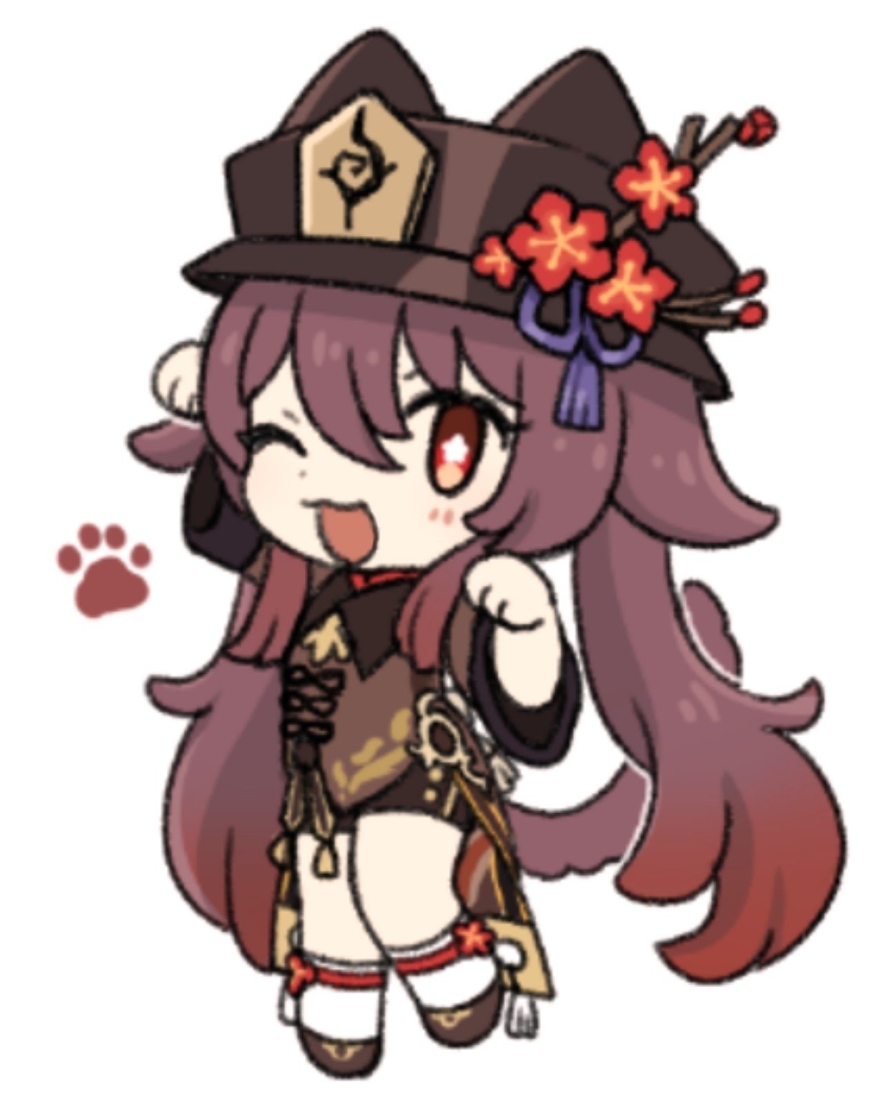 1girl, :3, blush, boater_hat, brown_coat, brown_hair, brown_headwear, brown_shorts