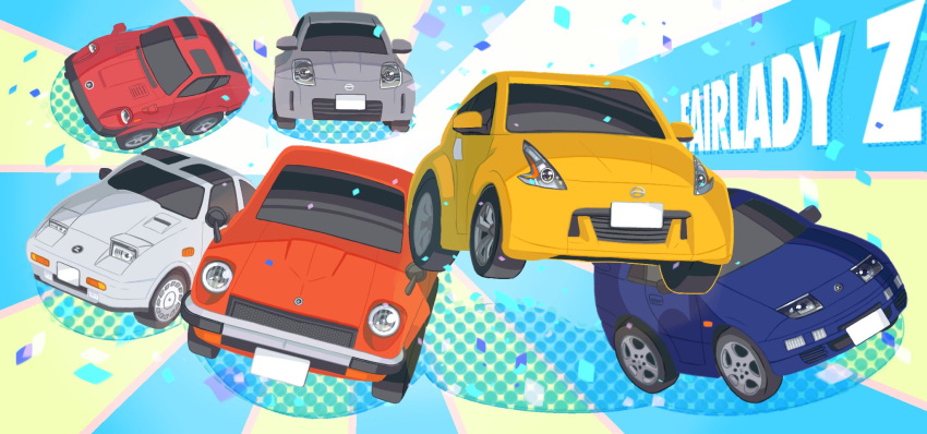 car, chibi, confetti, datsun, datsun_240z, datsun_260z, highres, itsuki_gen