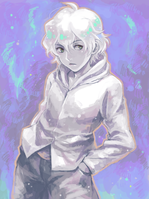 green_eyes, hands_in_pockets, hoodie, kome_(kokomoti), lordgenome, male, short_hair, tegaki