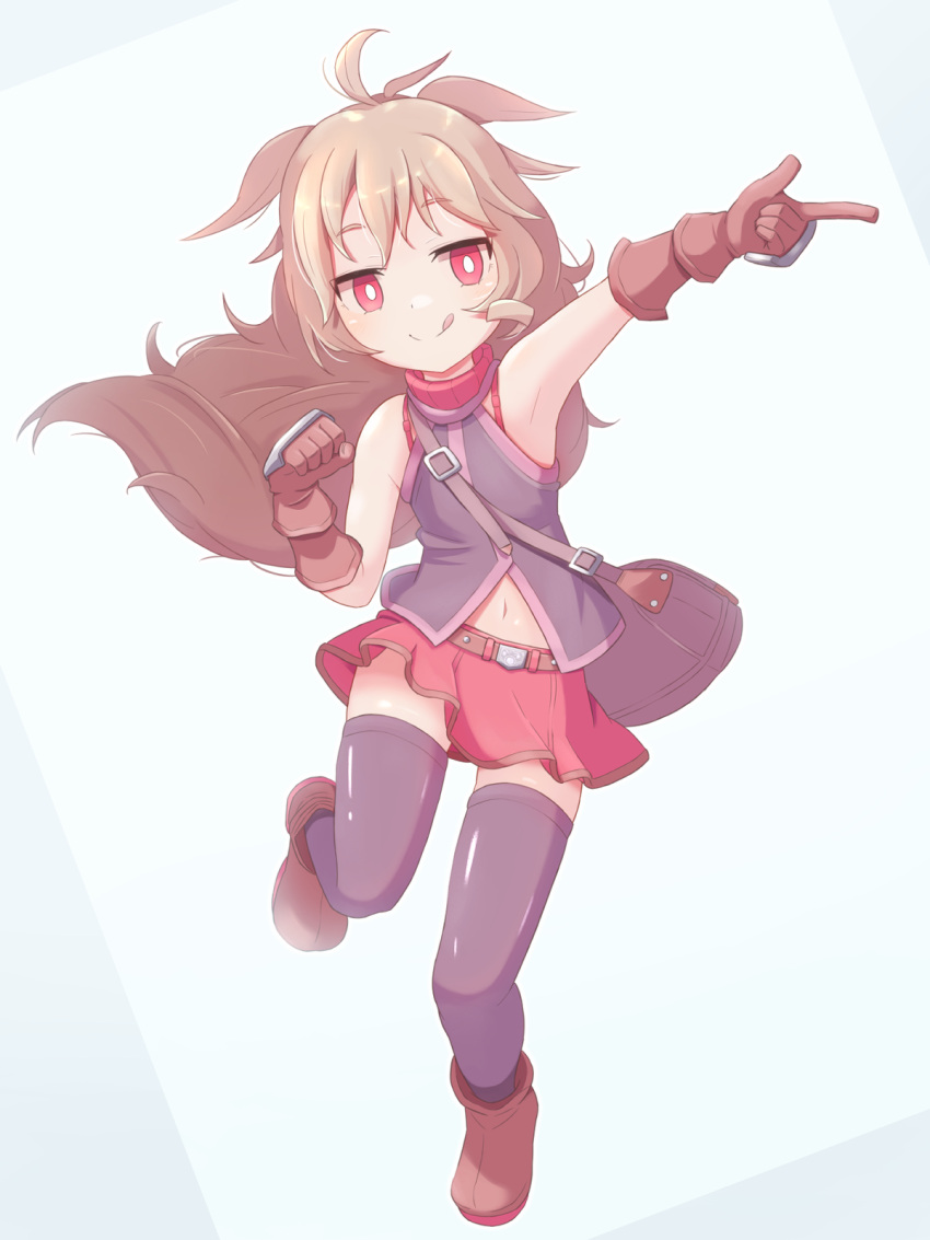 1girl, ankle_boots, arm_up, bag, bare_shoulders, belt, boots, bright_pupils