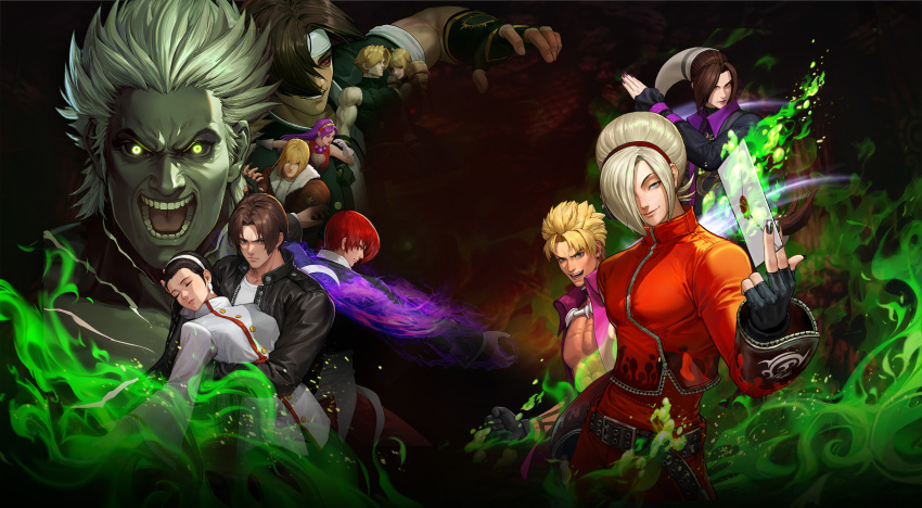 6+boys, adelheid_bernstein, asamiya_athena, ash_crimson, black_hair, blonde_hair, breasts, brown_eyes