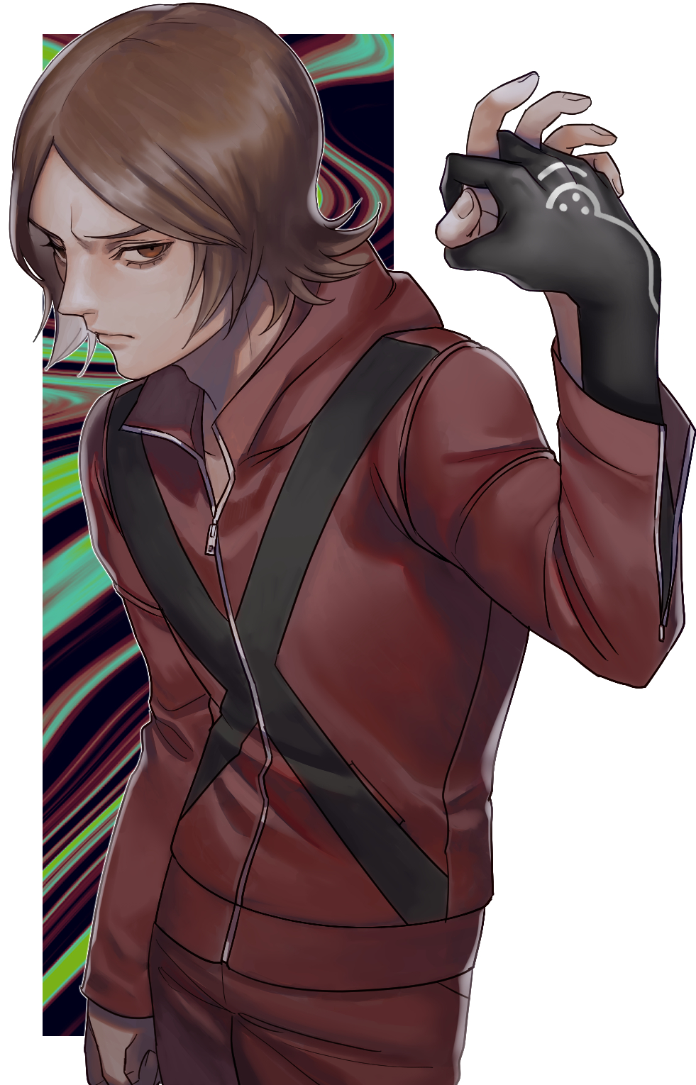 1boy, brown_eyes, brown_hair, closed_mouth, extra_hands, furrowed_brow, highres, holding_hands