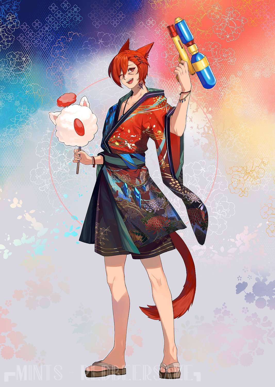 1boy, animal_ears, bracelet, cat_boy, cat_ears, cat_tail, facial_mark, final_fantasy