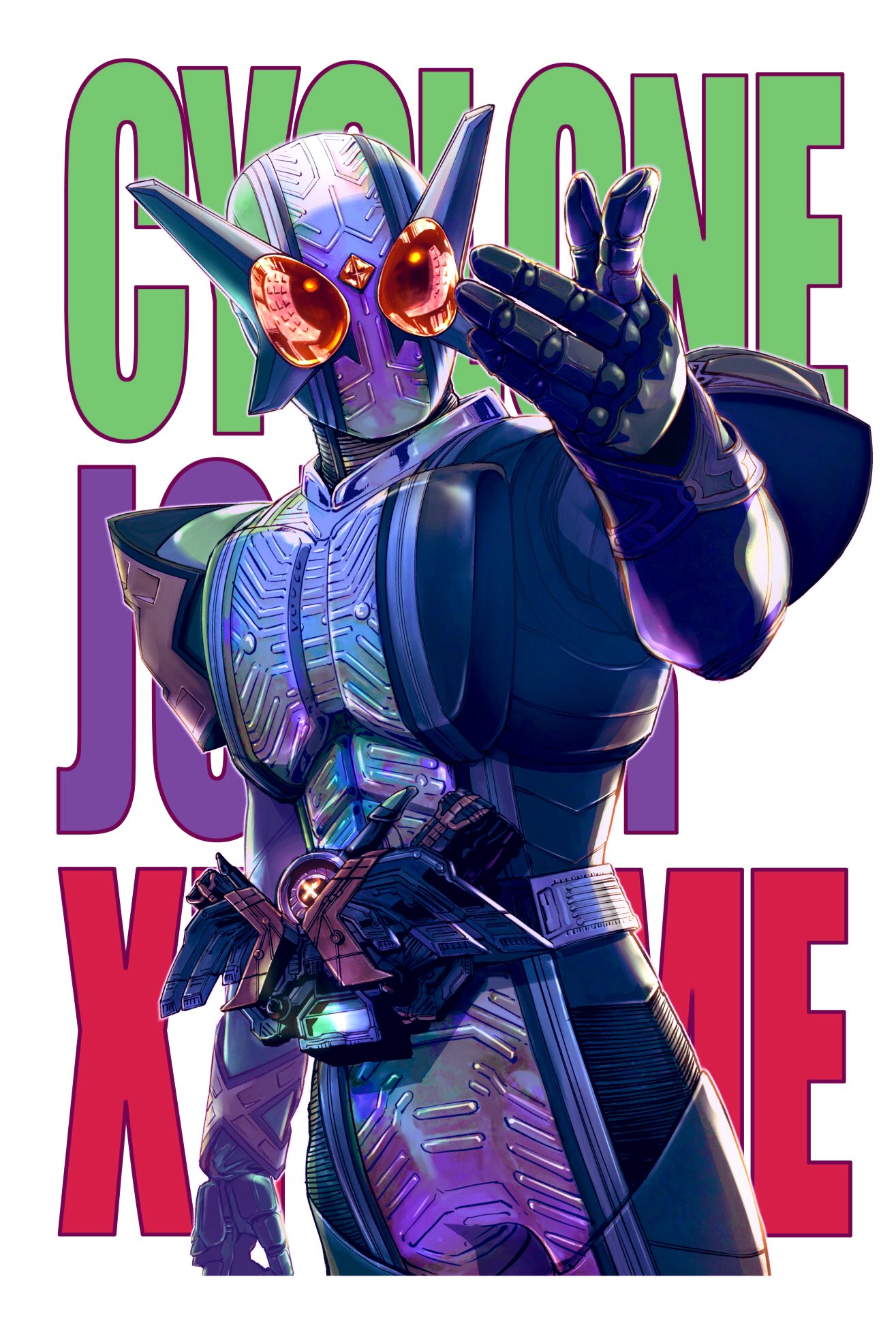 1boy, armor, commentary_request, double_driver, english_text, fuuto_tantei, highres, kamen_rider