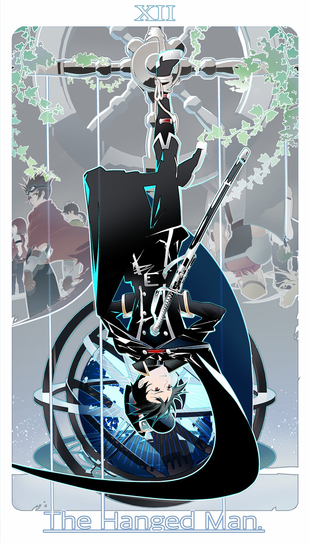 alec_(arc_the_lad), arc_the_lad, arc_the_lad_iii, belt, black_hair, cape, cheryl_(arc_the_lad), closed_mouth