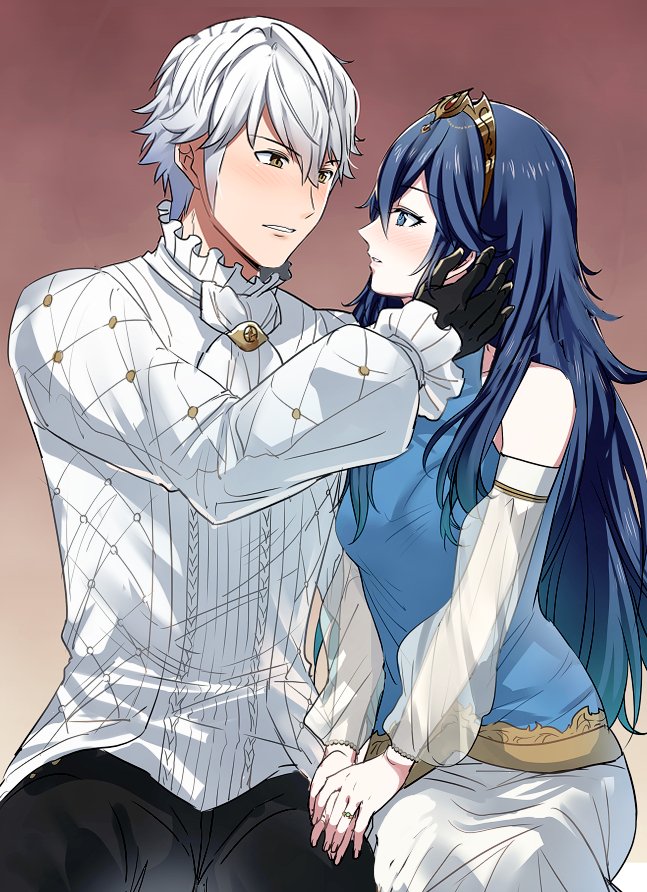 1boy, 1girl, alternate_costume, ameno_(a_meno0), ascot, bare_shoulders, black_gloves, black_pants