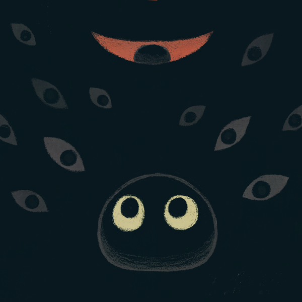 black_background, colored_sclera, commentary_request, creature, dark_matter, darkness, gooey_(kirby), kakuredo_ura