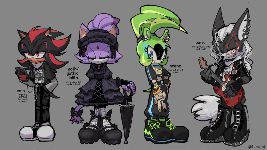 2boys, 2girls, black_dress, black_footwear, black_fur, black_jacket, blaze_the_cat, blue_eyes