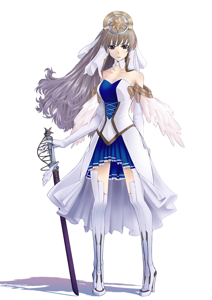 ar_tonelico_ii, blonde_hair, boots, breasts, chroche_latel_pastalie, cleavage, elbow_gloves, gloves