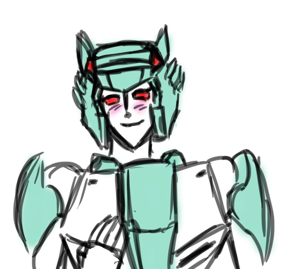 1girl, animal_ears, blush, cat_ears, cyber54prime, hand_on_own_chest, helmet, humanoid_robot