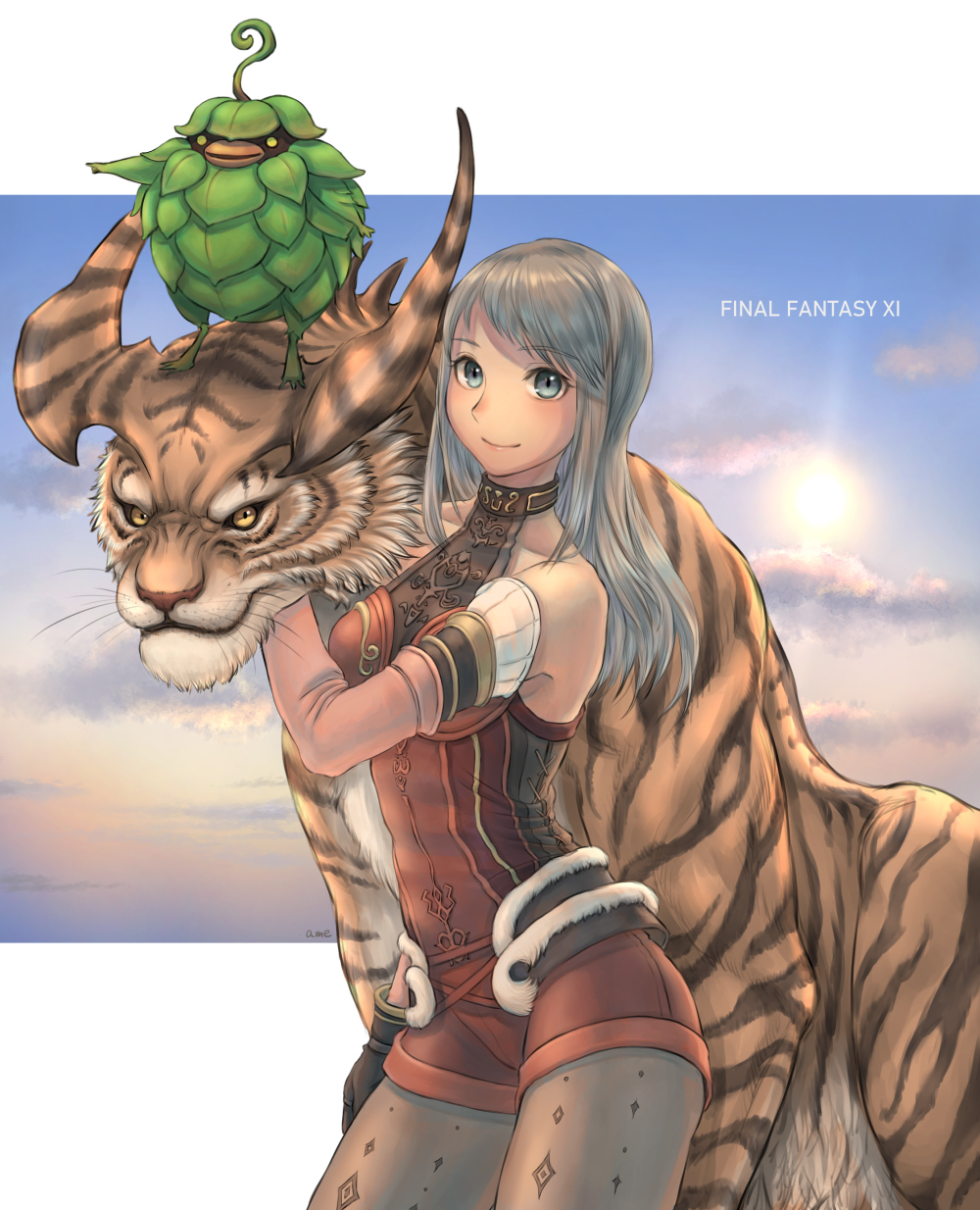 1girl, arciela_v_adoulin, bare_shoulders, black_gloves, blue_eyes, breasts, cactus41747280, closed_mouth