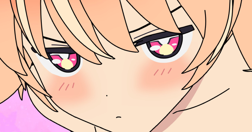 +_+, 1girl, 3d, blender_(medium), blonde_hair, blush, bright_pupils, cel_shading