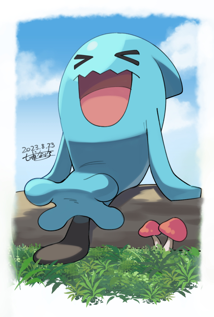 >_<, :d, arm_support, closed_eyes, clouds, commentary_request, dated, day