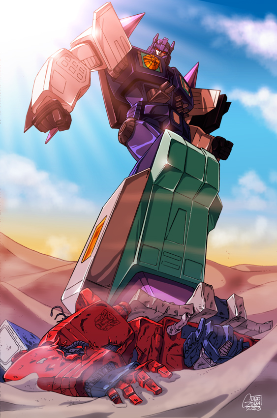 artist_name, autobot, battle_damage, blue_eyes, cable, clouds, decepticon, desert