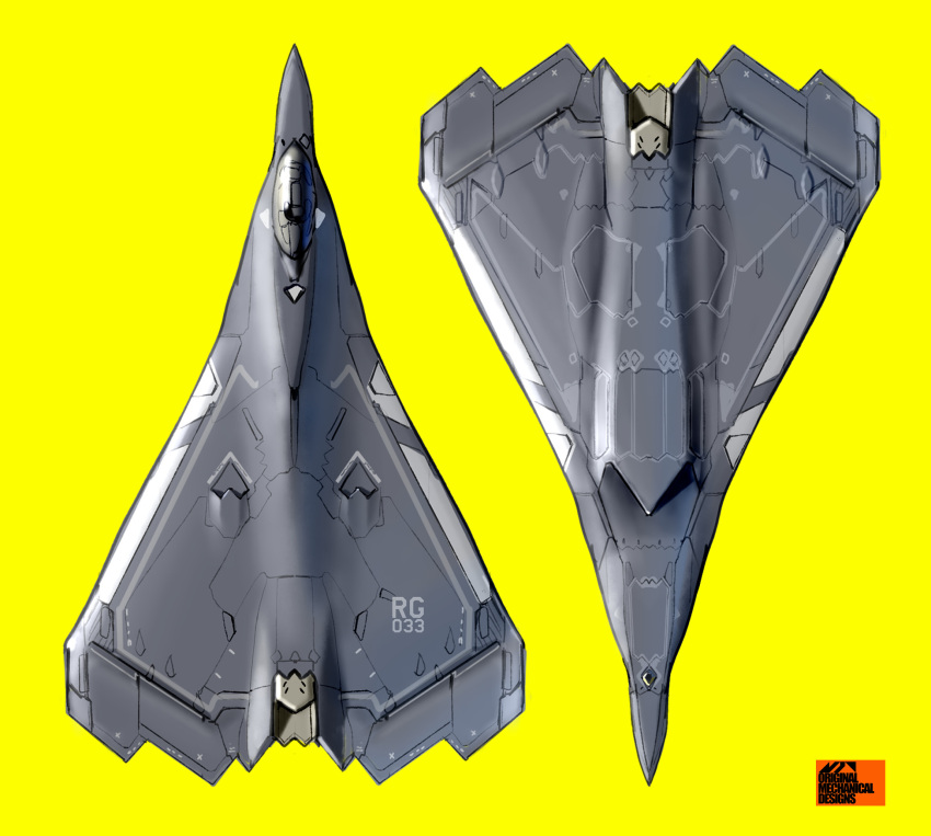 aircraft, airplane, asterozoa, concept_art, english_commentary, fighter_jet, highres, jet, lockheed_martin, logo, military, military_vehicle, multiple_views, no_humans, original, prototype_design, realistic, roundel, science_fiction, signature, sketch, yellow_background