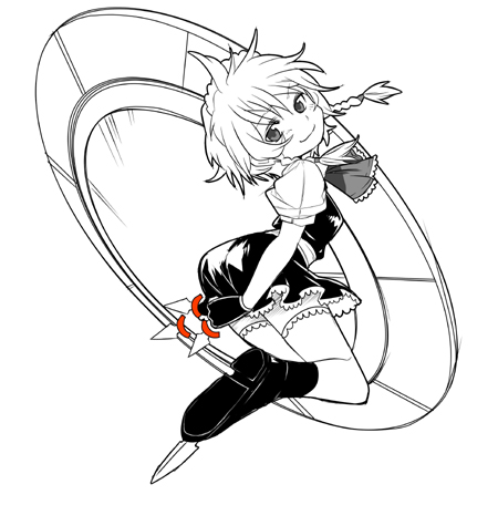 lowres, mogumogu, monochrome, ribbon, touhou