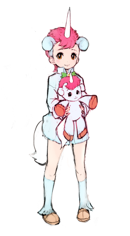 1girl, animal_ears, bow, bowtie, brown_eyes, closed_mouth, extra_ears, horns