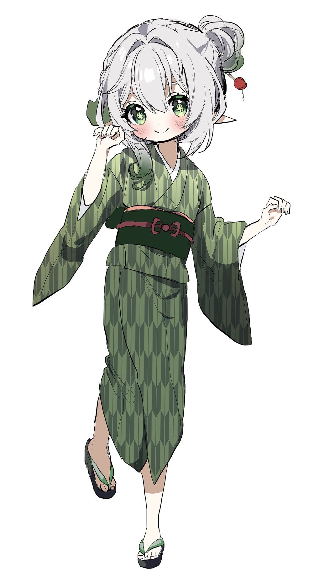 1girl, child, closed_mouth, cross-shaped_pupils, full_body, genshin_impact, gradient_hair, green_eyes