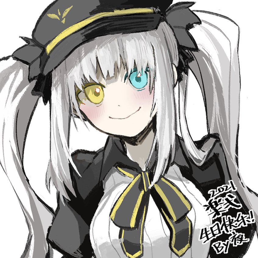 1girl, black_bow, black_bowtie, black_headwear, black_jacket, blue_eyes, blush, bow