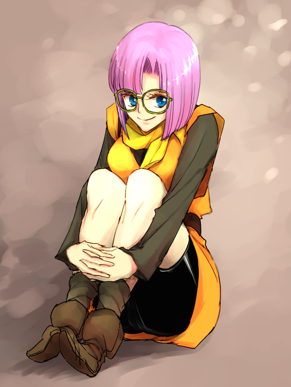 1girl, akitaka_(s_asai), bike_shorts, blue_eyes, breasts, chrono_trigger, closed_mouth, full_body