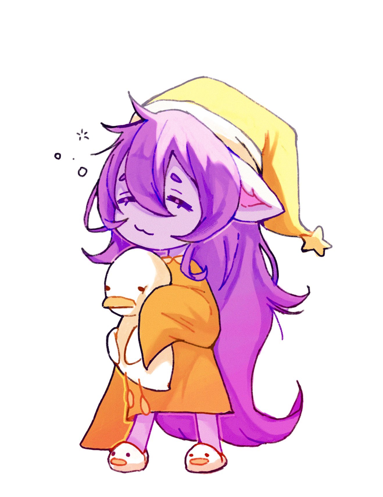1girl, :3, alternate_costume, closed_eyes, colored_skin, hair_between_eyes, highres, holding