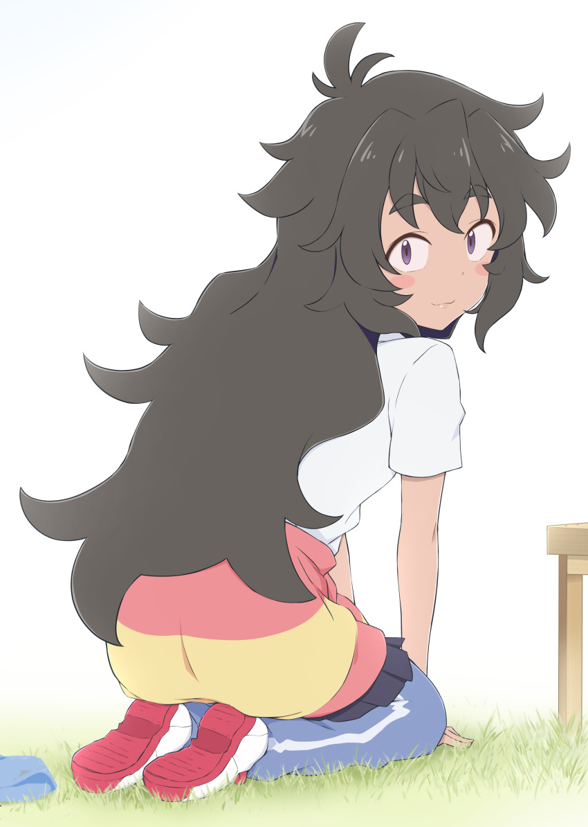 1girl, absurdres, black_eyes, black_hair, blush, closed_mouth, dark-skinned_female, dark_skin
