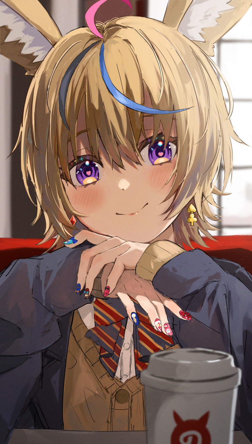 1girl, absurdres, ahoge, animal_ear_fluff, animal_ears, aqua_nails, black_bow, black_bowtie