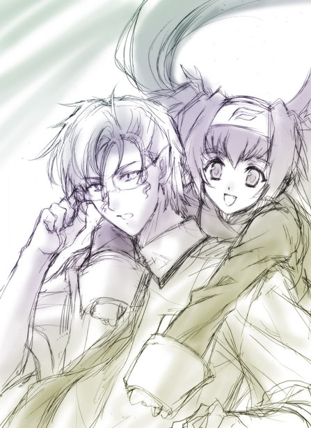 bad_id, child, glasses, headband, hug, klan_klein, long_hair, macross