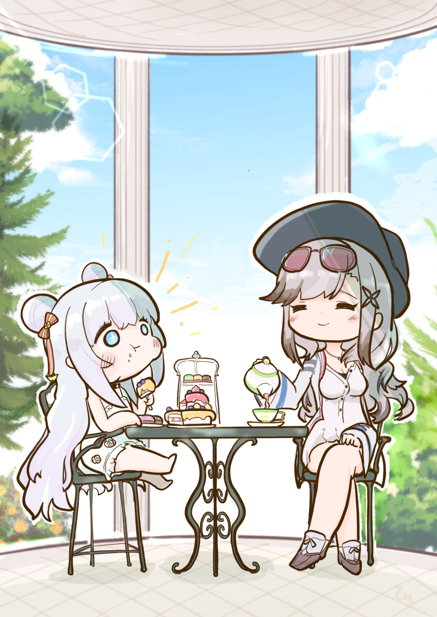 +++, +_+, 2girls, absurdres, azur_lane, bare_legs, barefoot, blue_eyes