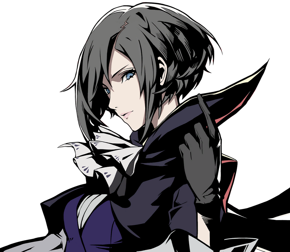 1girl, black_gloves, blue_eyes, breasts, cape, closed_mouth, collared_shirt, fujikawa_yukimi