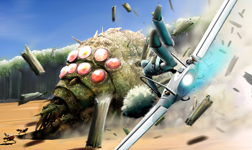 chasing, debris, flying, ghibli, horseclaw, insect, kaze_no_tani_no_nausicaa, mehve