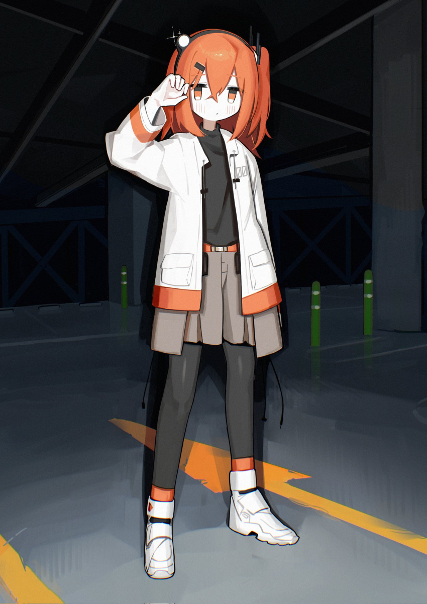 1girl, a.i._voice, adachi_rei, belt, black_hairband, black_pantyhose, black_sweater, closed_eyes