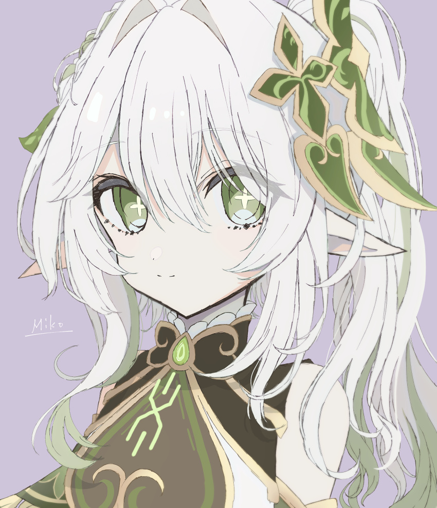 1girl, absurdres, artist_name, azami_miko, closed_mouth, cross-shaped_pupils, dress, gem