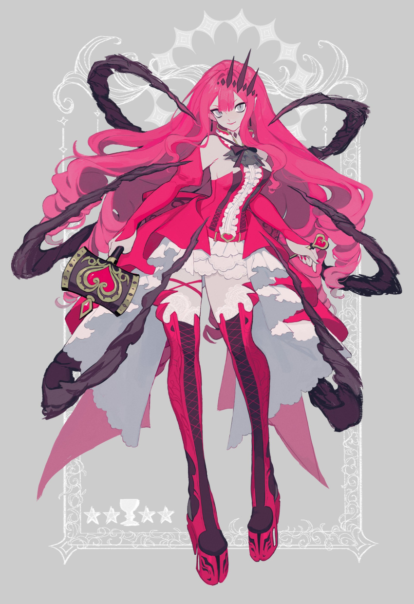 1girl, absurdres, ascot, back_bow, baobhan_sith_(fate), baobhan_sith_(first_ascension)_(fate), bare_shoulders, belt