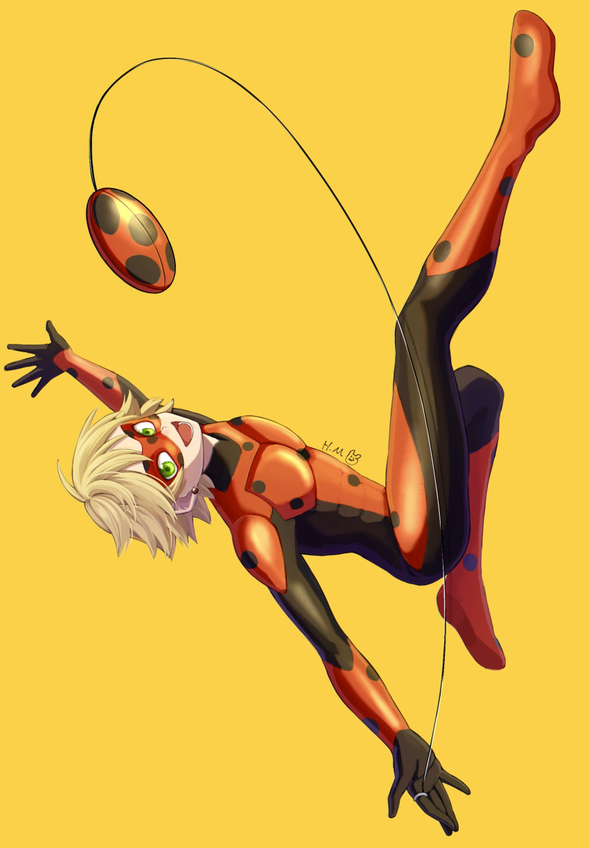 1boy, absurdres, adrien_agreste, black_gloves, blonde_hair, bodysuit, cosplay, domino_mask