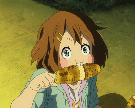 1girl, animated_gif, corn, eating, grilled_corn, hirasawa_yui, k-on!