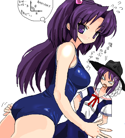 breast_envy, clannad, diagram, dutch_angle, flying_sweatdrops, fujibayashi_kyou, fujibayashi_ryou, geometry