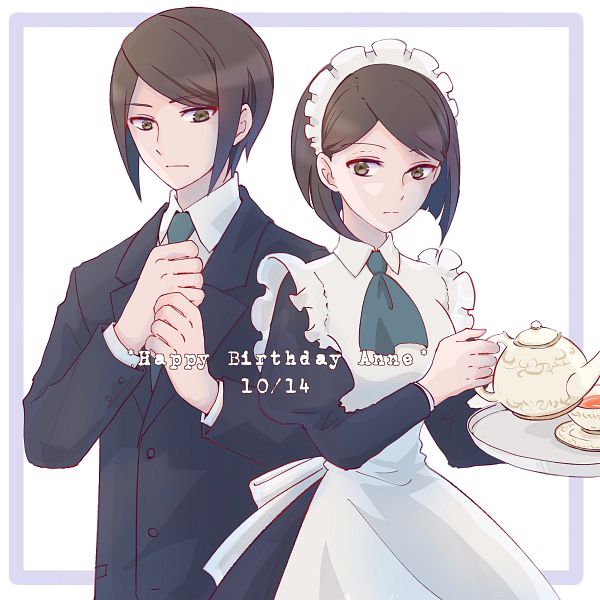 1boy, 1girl, anne_shelley, butler, genderswap, genderswap_(ftm), happy_birthday, maid