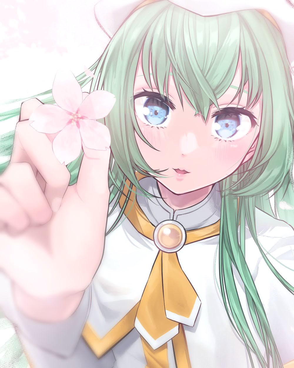 1girl, alice_carroll, aogirism, aria, beret, blue_eyes, blush, capelet