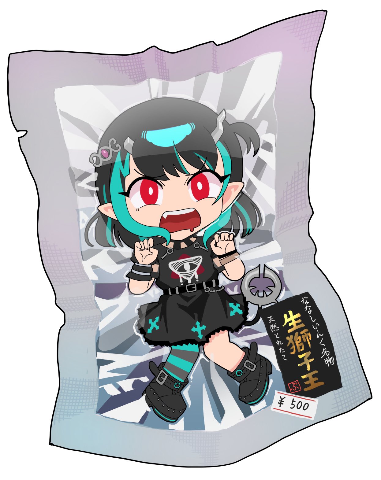 1girl, belt, black_belt, black_dress, black_footwear, black_hair, blue_hair, blue_pantyhose