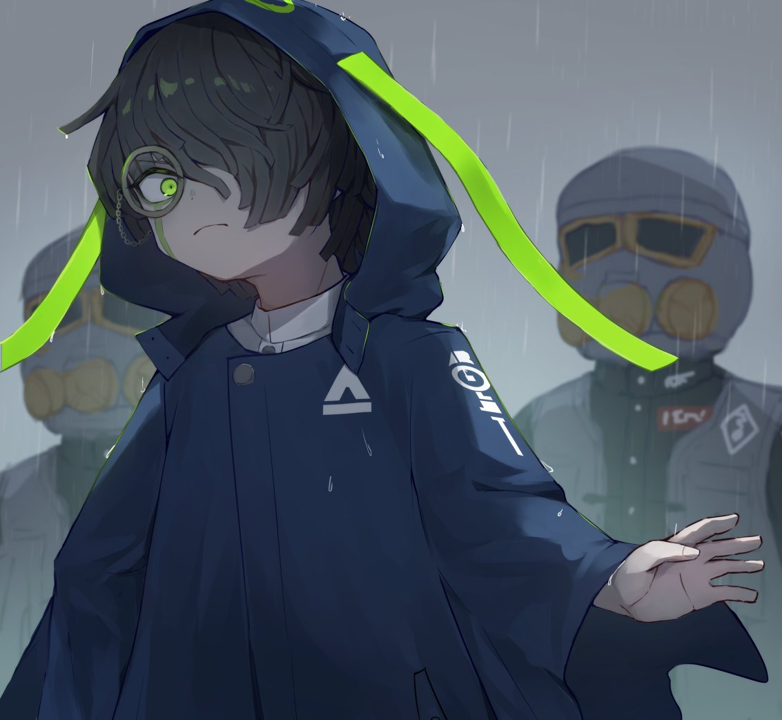 1boy, black_hair, blue_cloak, cloak, closed_mouth, commentary_request, facial_mark, frown