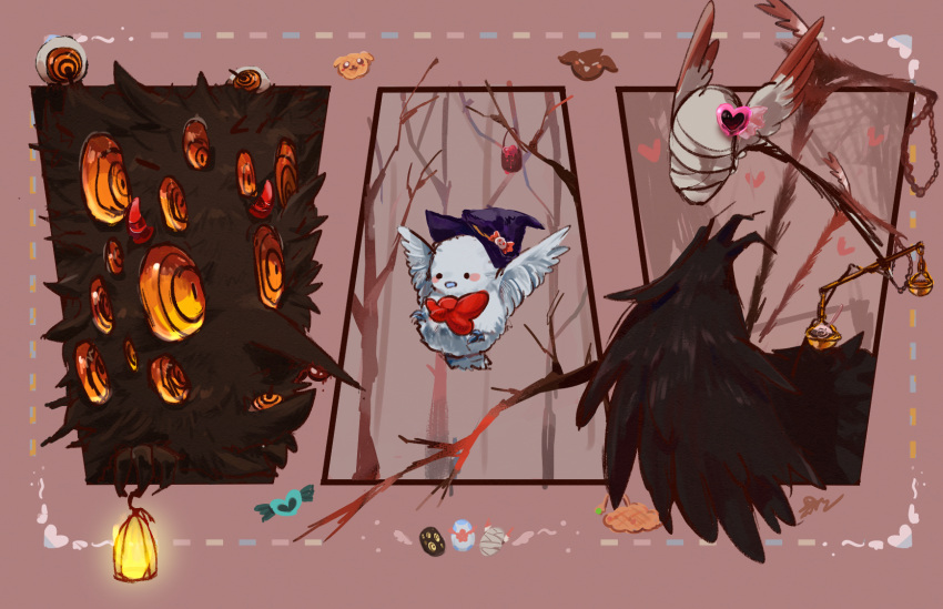 aoruuto, big_bird_(lobotomy_corporation), blindfold, blue_star, blush_stickers, candy, commentary_request, e.g.o_(project_moon)