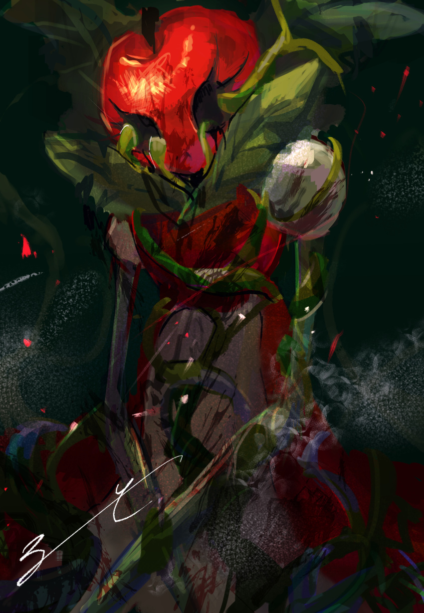 aoruuto, apple, blood, cape, dress, english_commentary, food, fruit